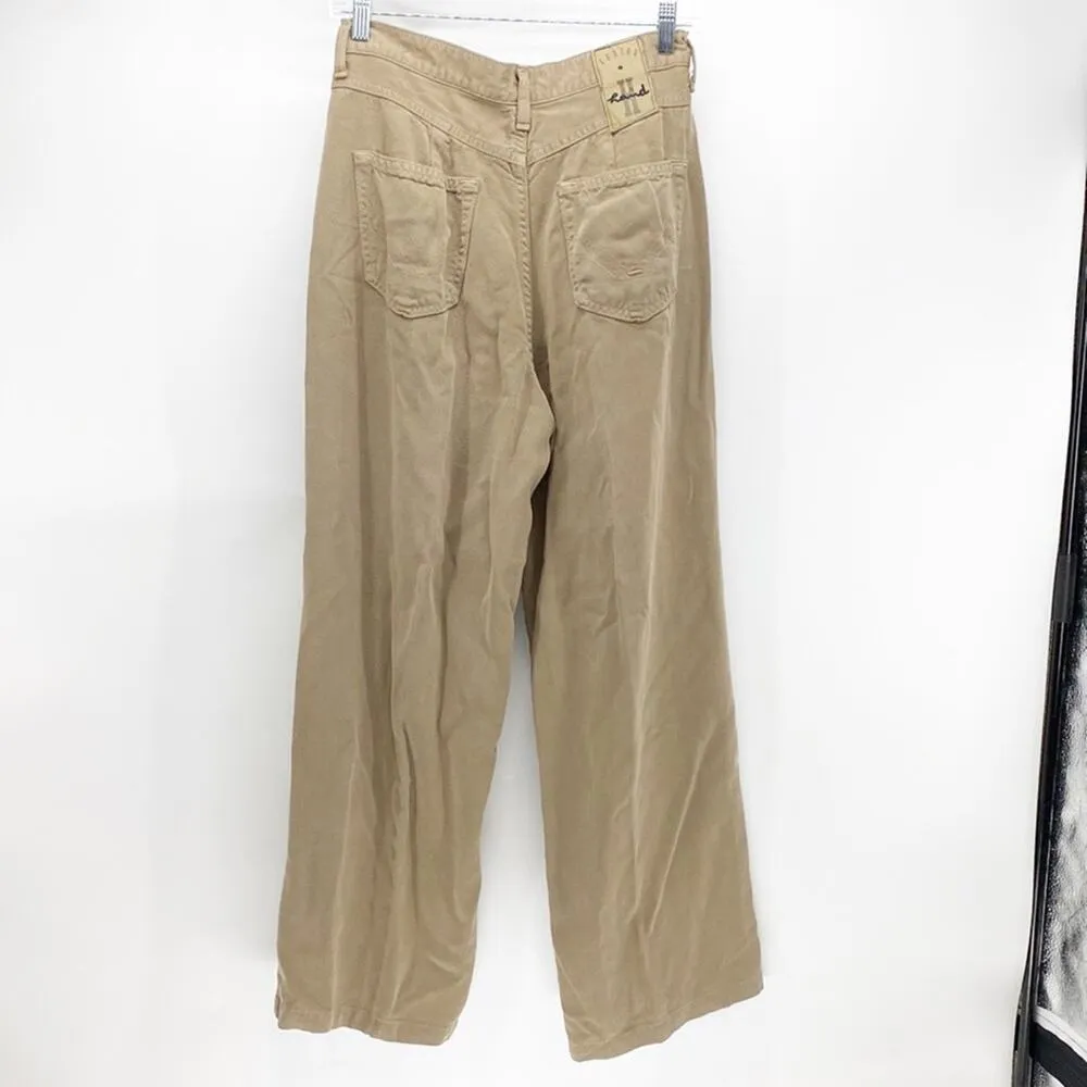 Indigo land relaxed high waisted wide leg soft pants made in USA sz 30 Tan - Image 12