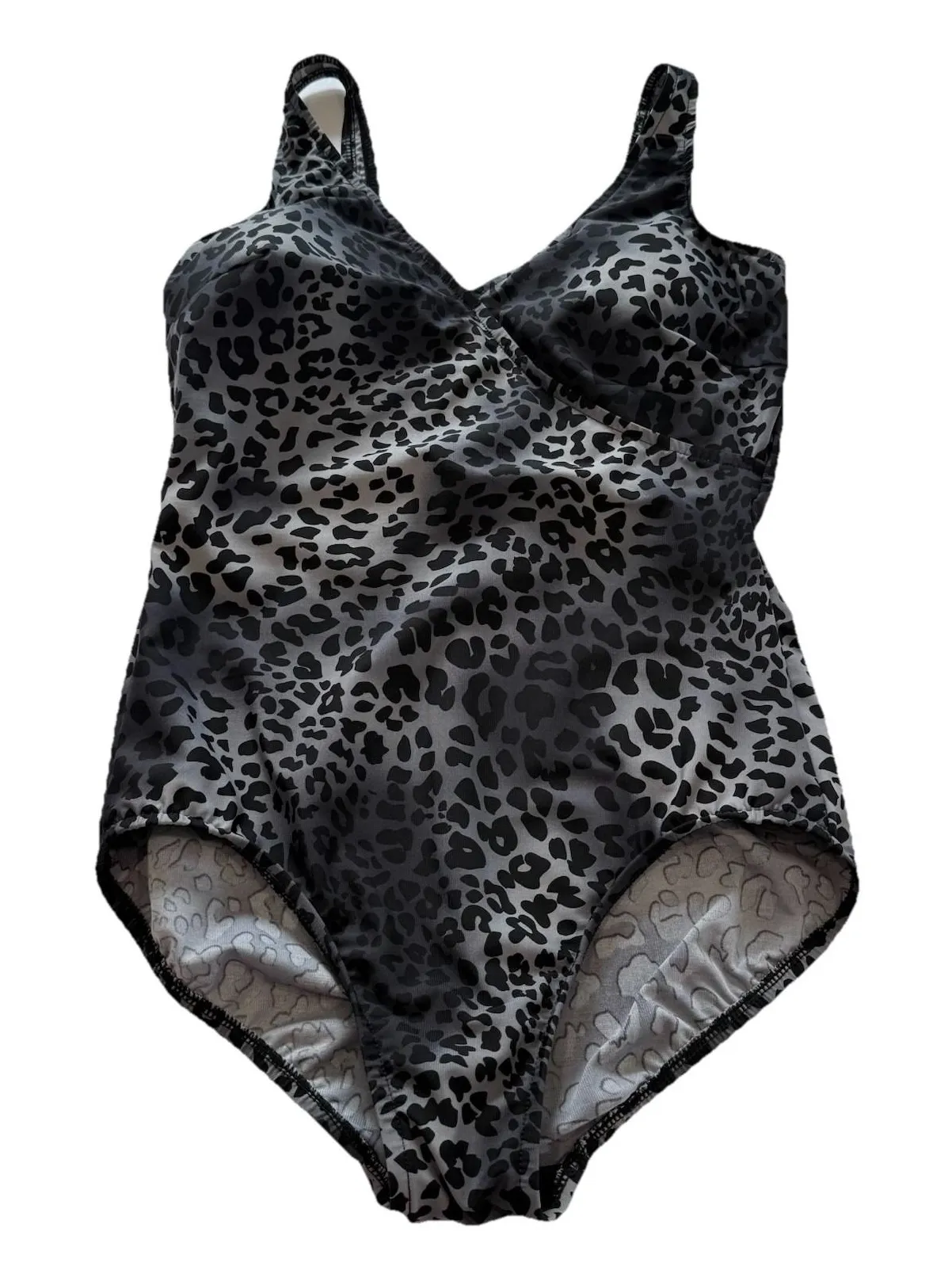 Miraclesuit Gray Leopard Animal Print Soft Cup One Piece Swimsuit Size 14 - Image 1