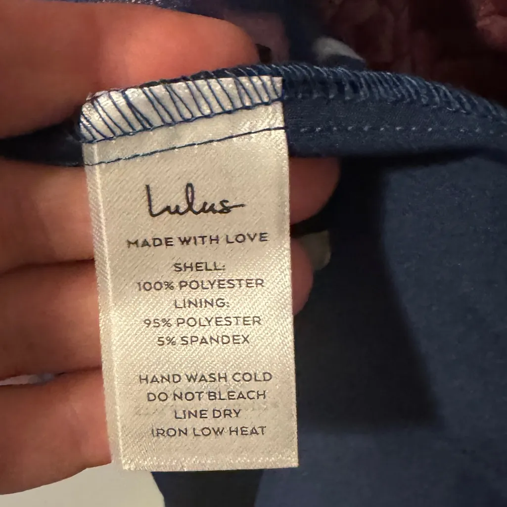 Lulu’s NWT Cherished Aura Navy Blue Floral Organza Bustier Midi Dress size med - Image 6