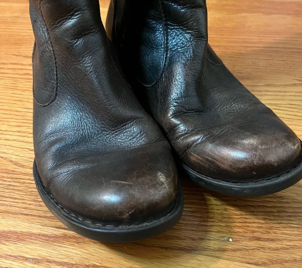 Born Lottie Brown Leather Side Zip Tall Riding Boots Shoes D07716 Womens 8 - Image 7