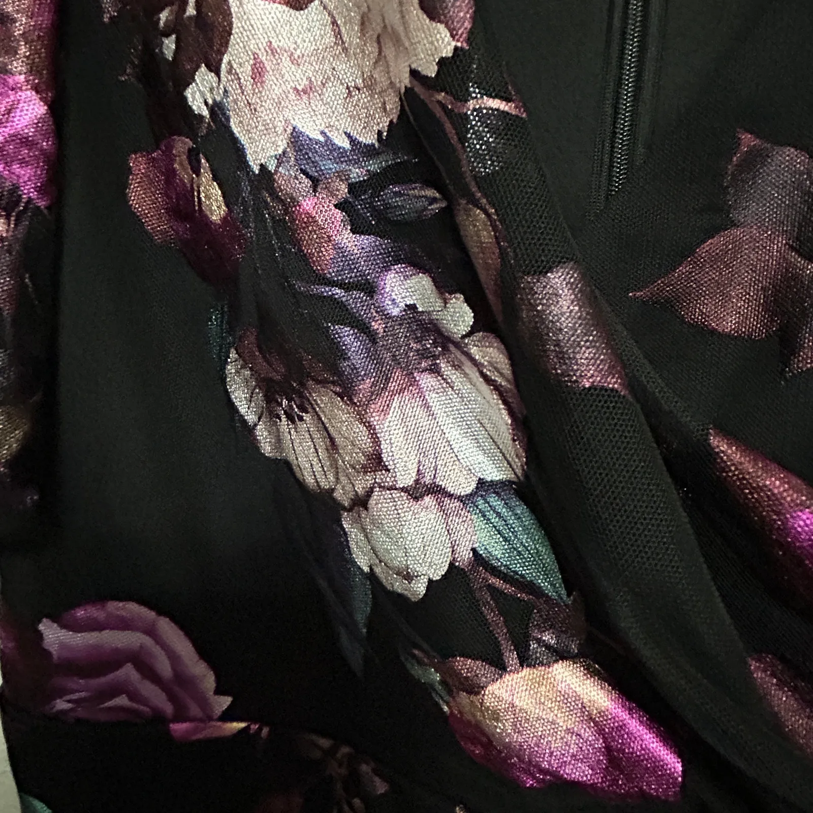 NEW Adrianna Papell Foil Floral Stretch Mesh Flutter Sleeve Front Midi Dress 6 - Image 10