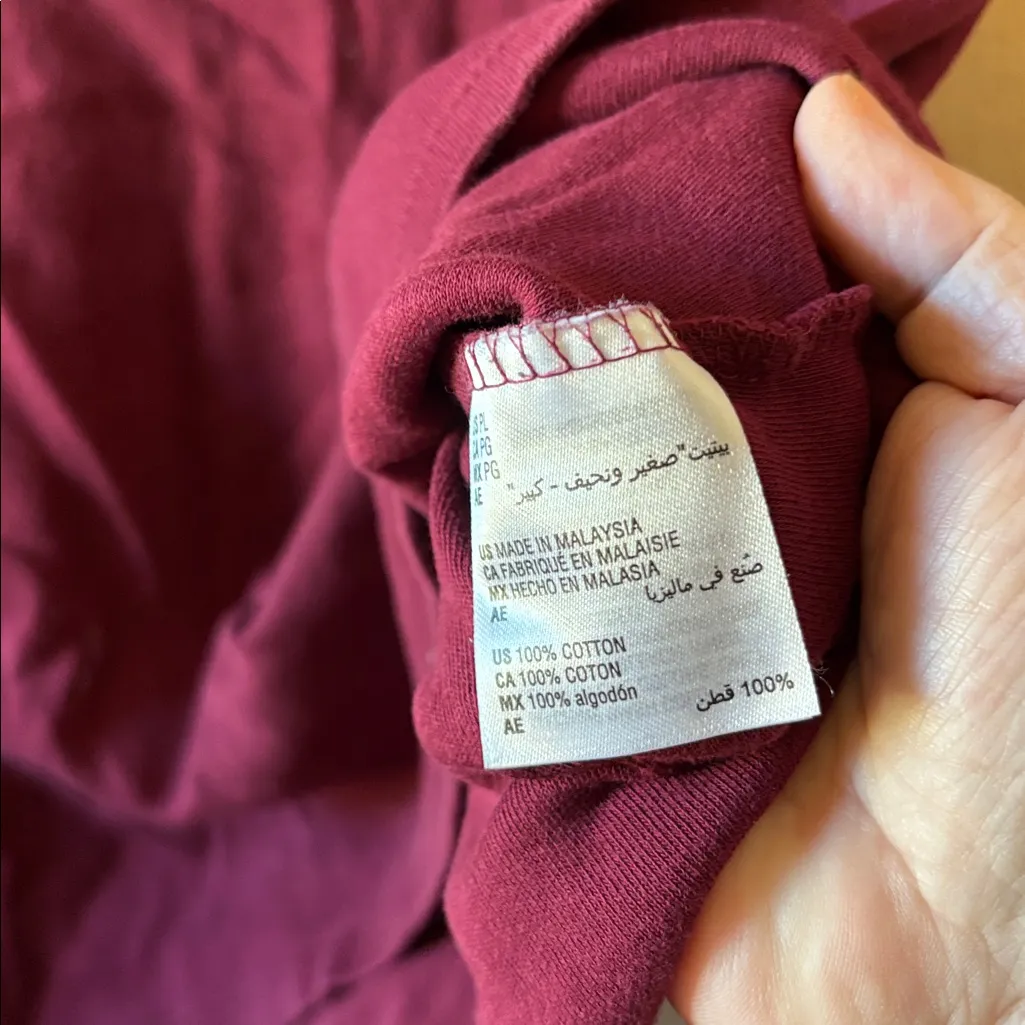 Karen Scott Women's Burgundy Henley Top petite large - Image 4