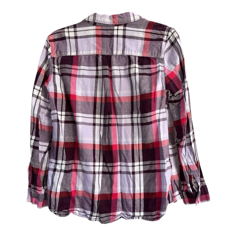 Eddie Bauer Women’s Plaid Button-Up Flannel Shirt, Pink/Purple, Large - Image 2