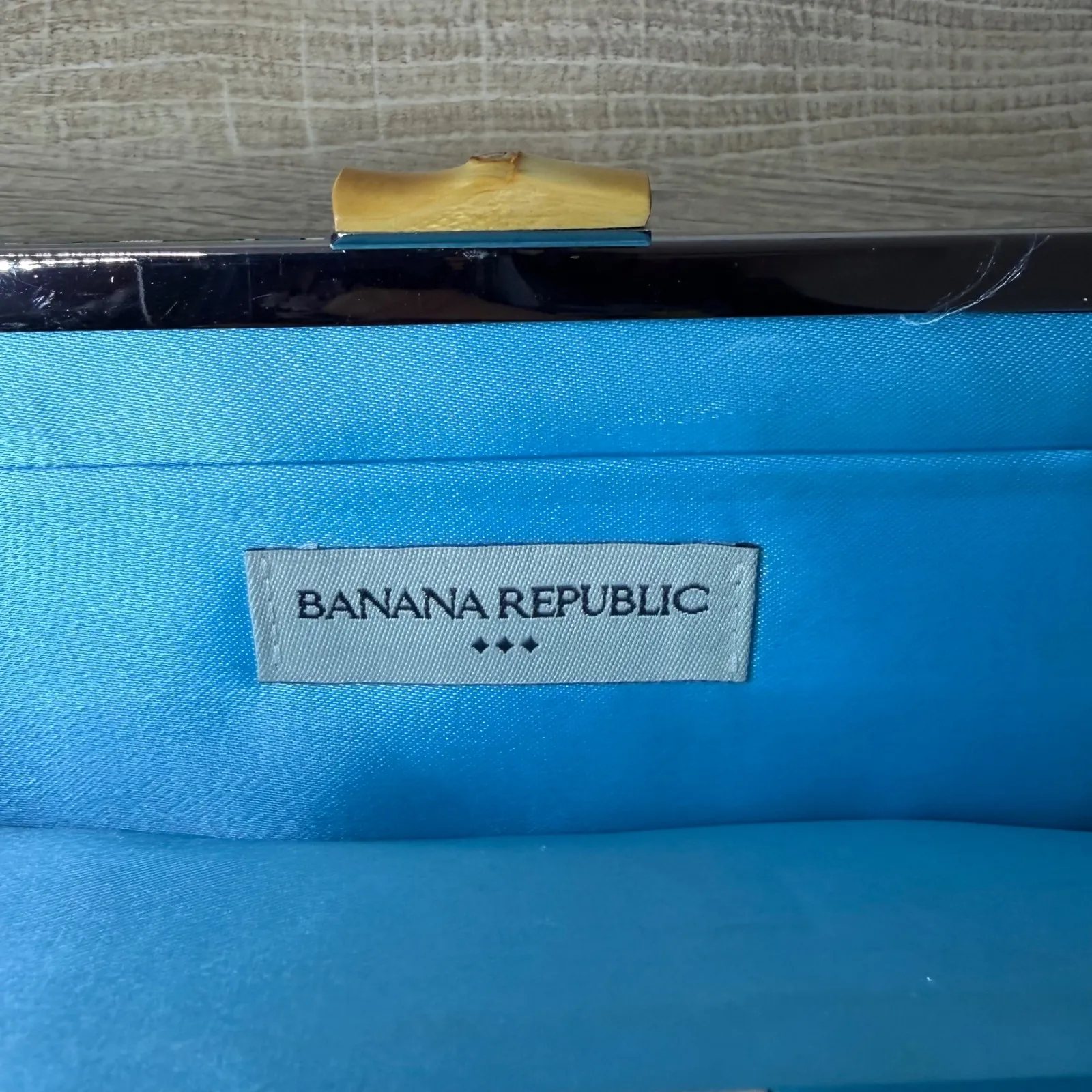 Banana Republic Paisley Silk Clutch Bamboo Kisslock Clasp Vintage 90s Boho Y2K - Image 6