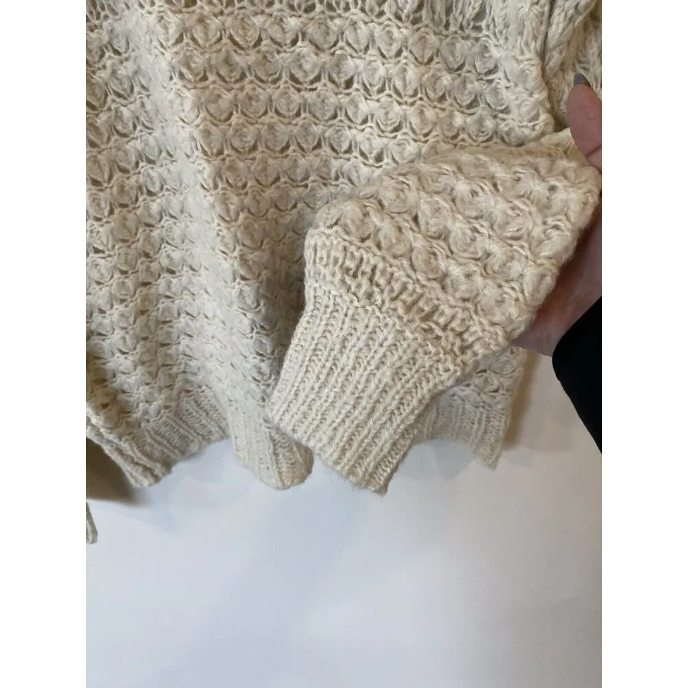 Free People Chunky Knit Boho Sweater Crotchet Soft Thick Oversized Size Small XS - Image 4