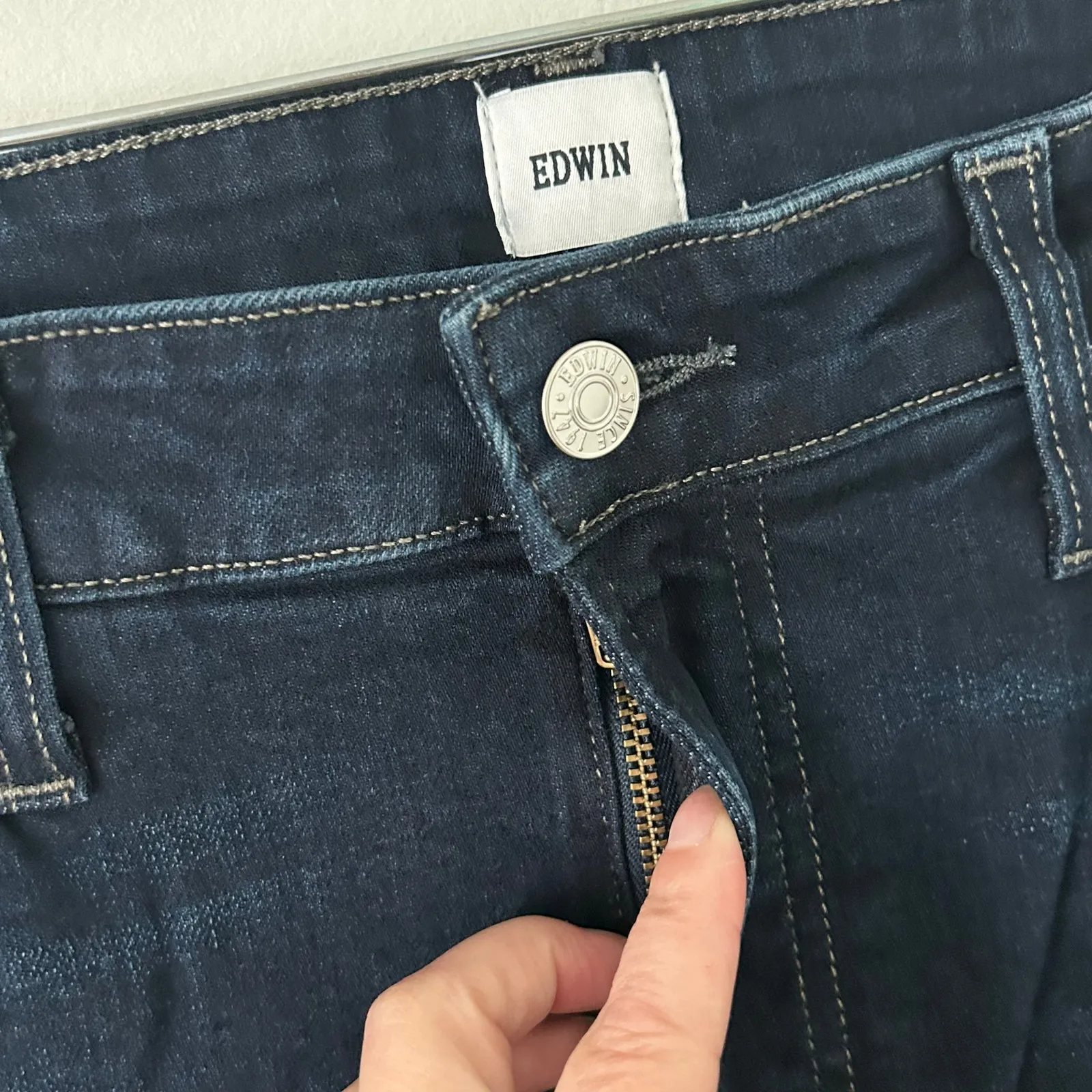 Edwin Women's Lark Ankle Bootcut Leg Raw Hem Denim Jeans Inked Dark Wash 32 New Blue - Image 5