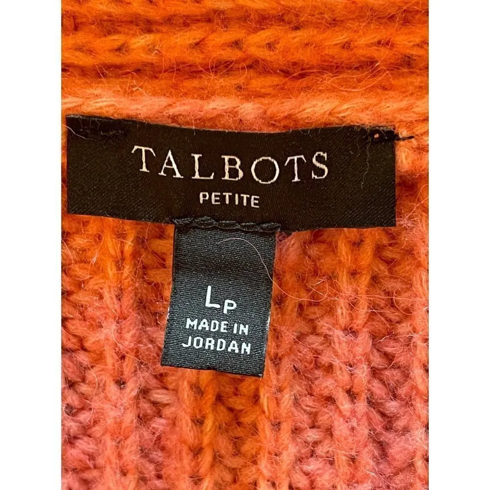 Talbots Pink Chunky Knit Shawl Collar Shaker Stitch Pullover Sweater‎ LP - Image 8