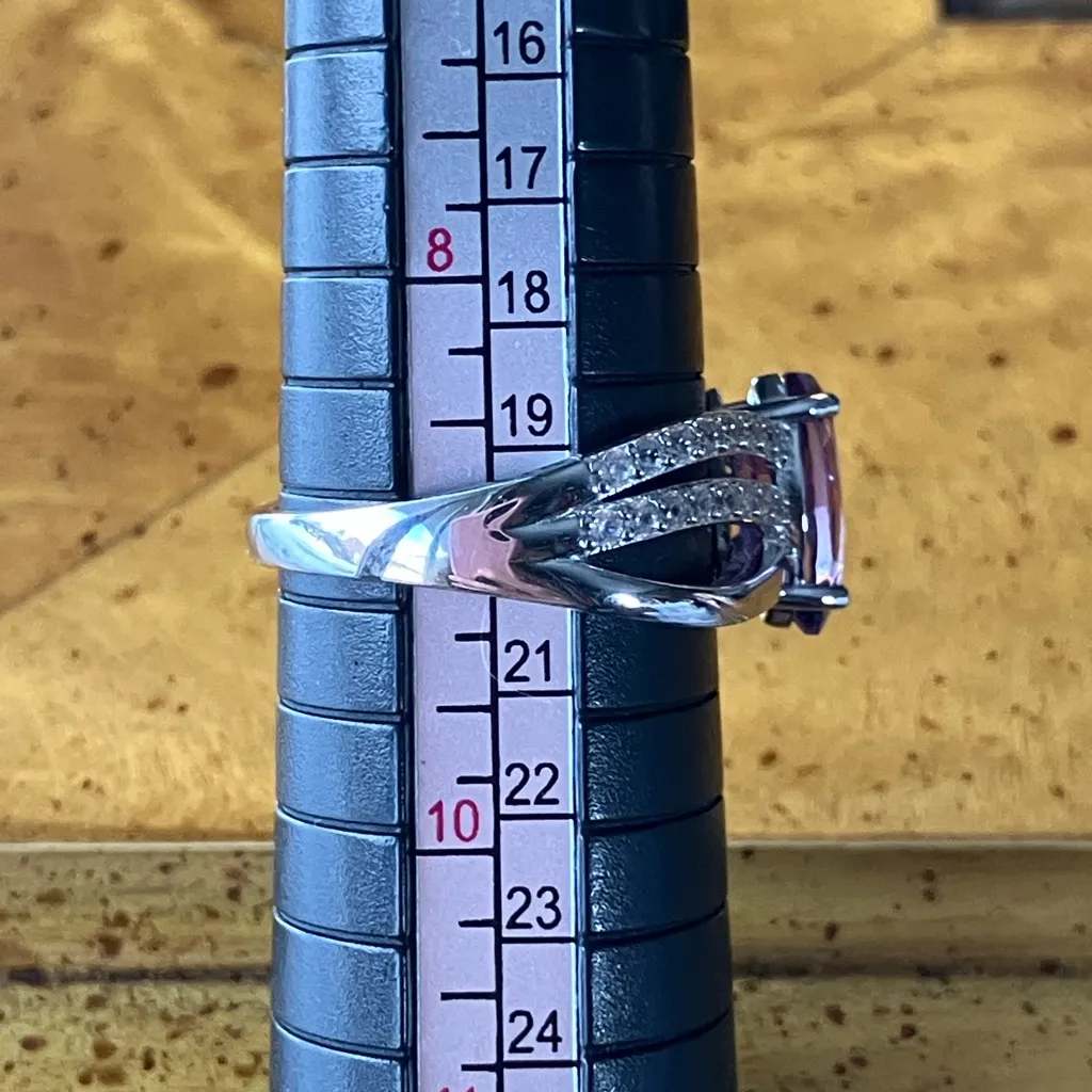 African Amethyst Sterling Silver Ring Size 9 Purple - Image 8