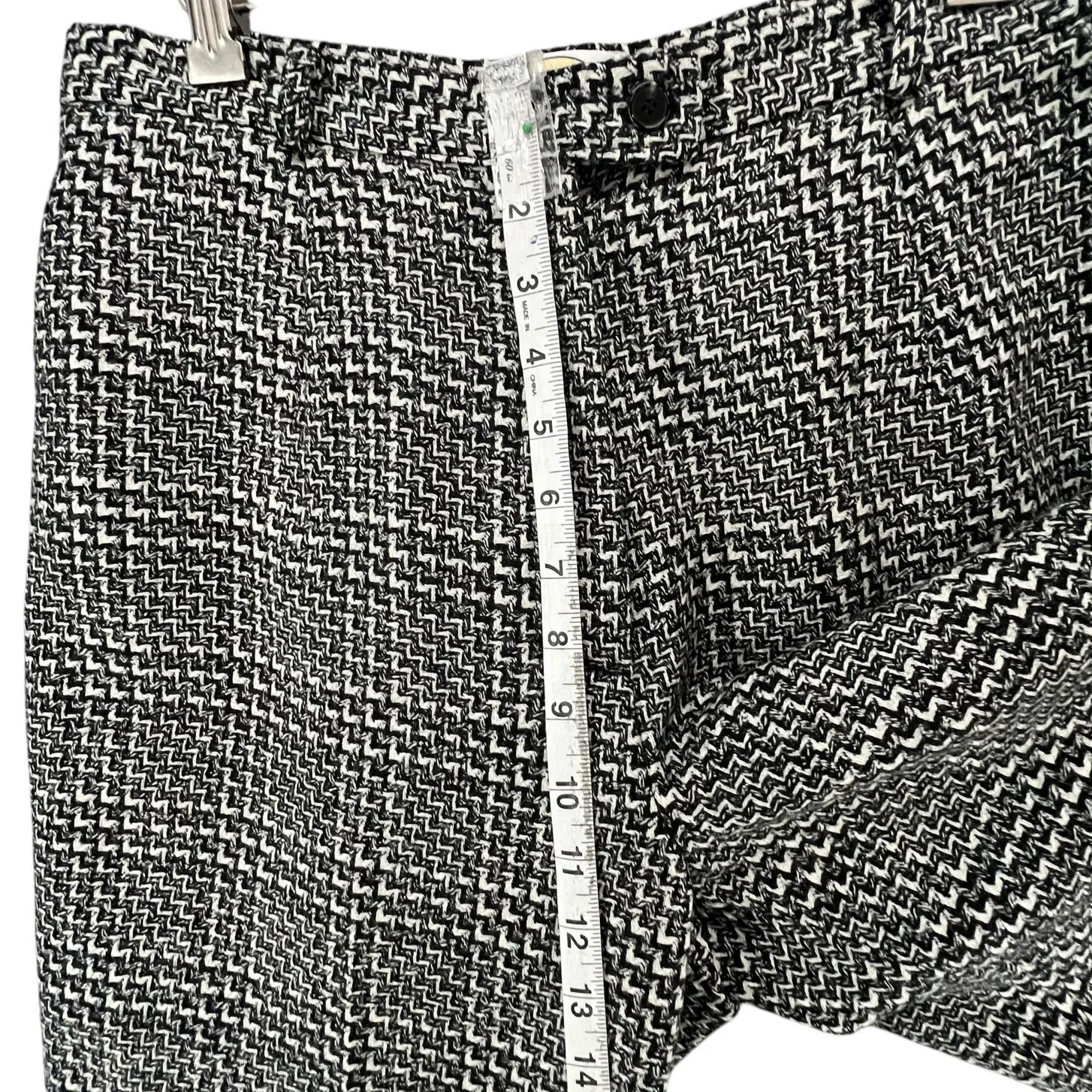 Talbots Vintage Pants Womens 14P Black White Wool Woven Plaid Wide Leg Trousers - Image 7