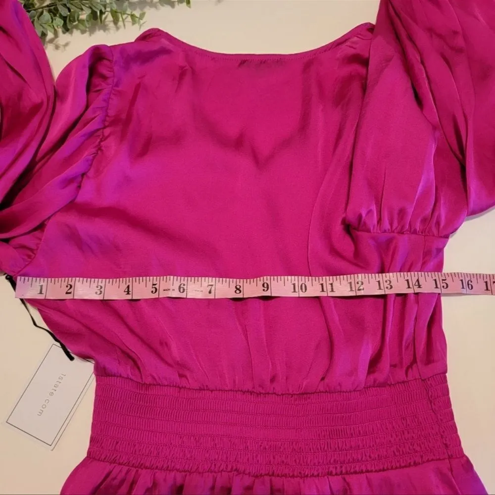 NEW 1.State Balloon‎ Sleve Hot Pink Apron Waist Blouse Size S - Image 5