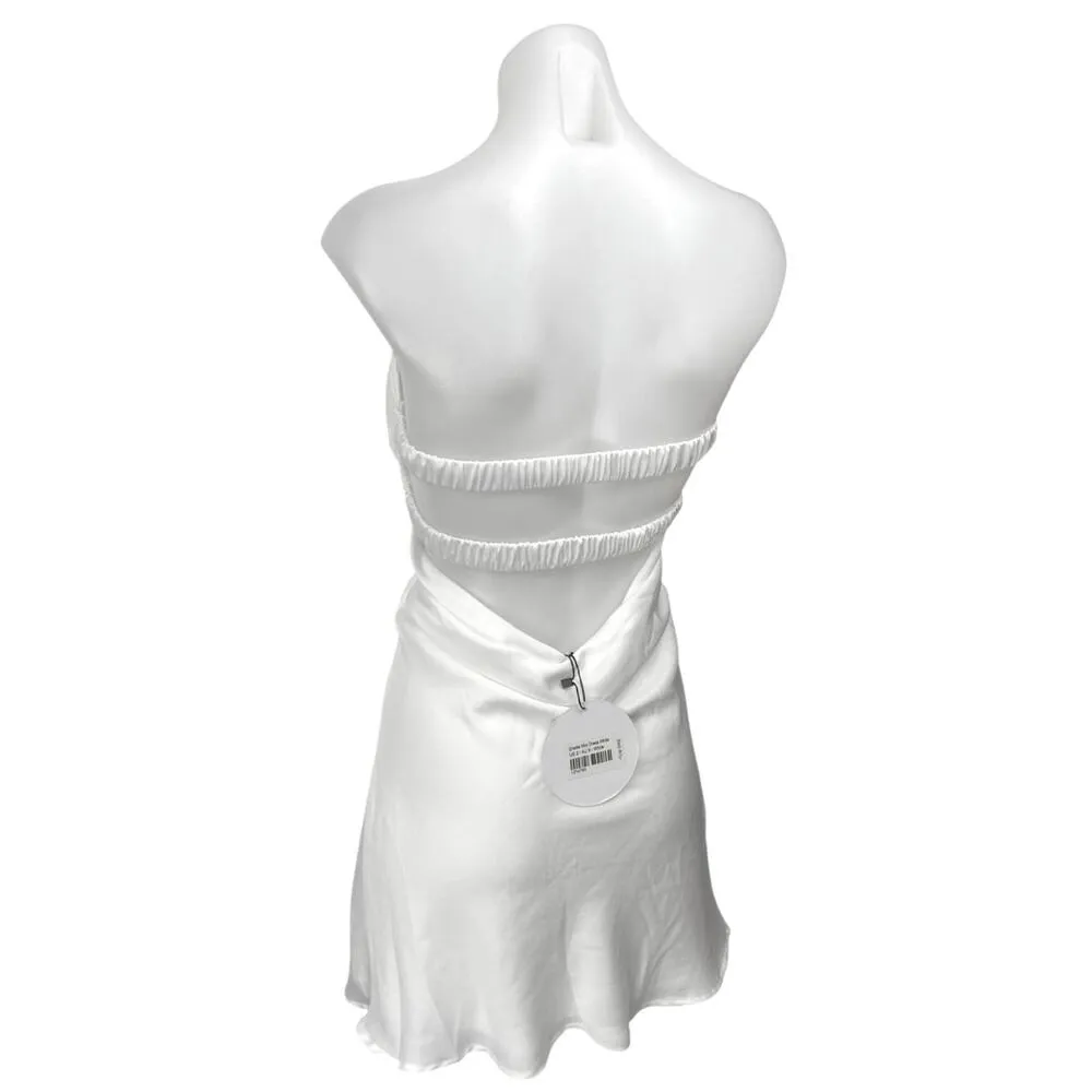Princess Polly Shellie White Silk Satin Bandeau Twist Cutout Mini A Line Dress 2 - Image 3