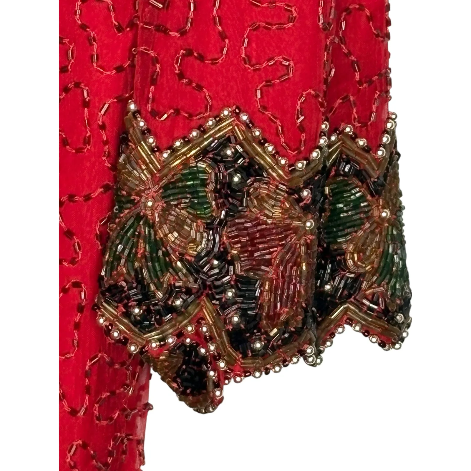 Vintage Laurence Kazar Red Beaded Embellished Silk Top Women Size Petite Large - Image 6