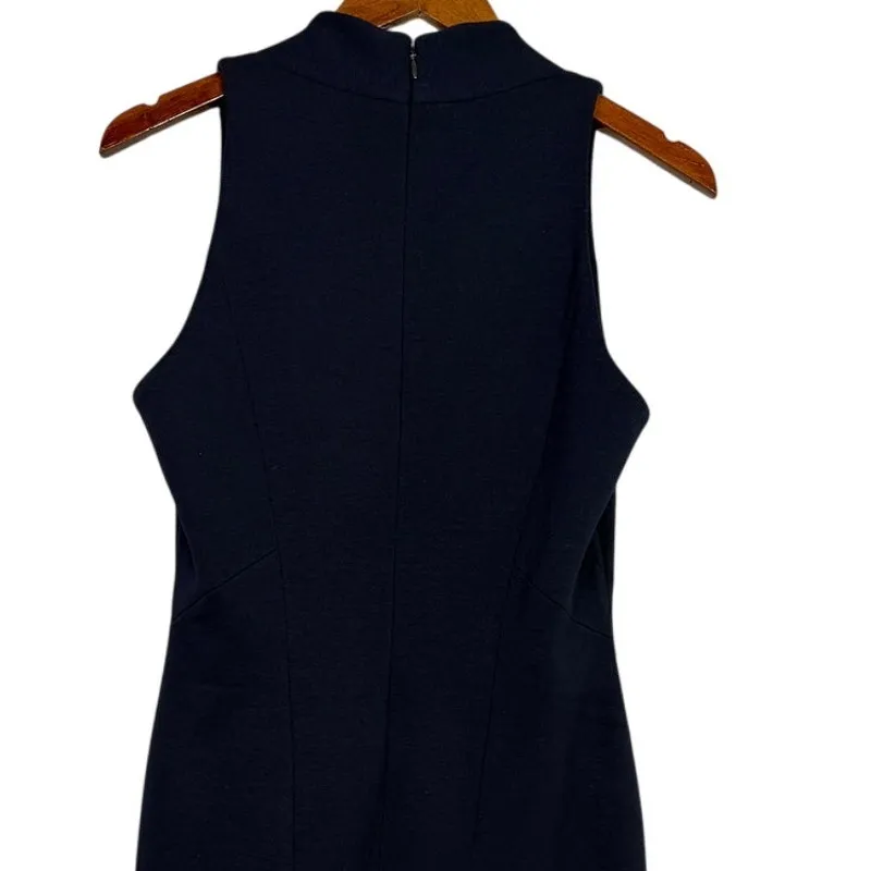 Elie Tahari Sleeveless Sheath Dress Key Hole Front Lined Back Zip Up 6 Navy Blue - Image 5