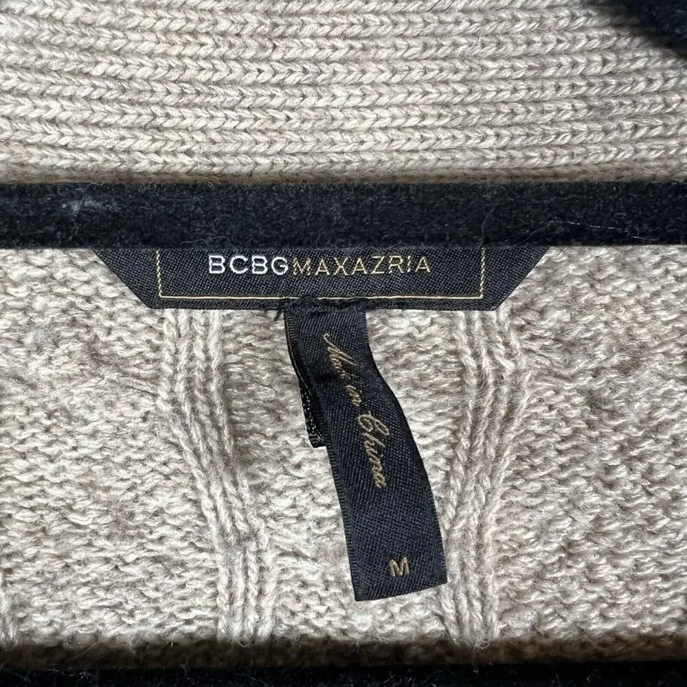 Bcbg Maxazria Oatmeal Brown Wool Blend Oversized Sweater Cardigan Vest Sz Medium - Image 6