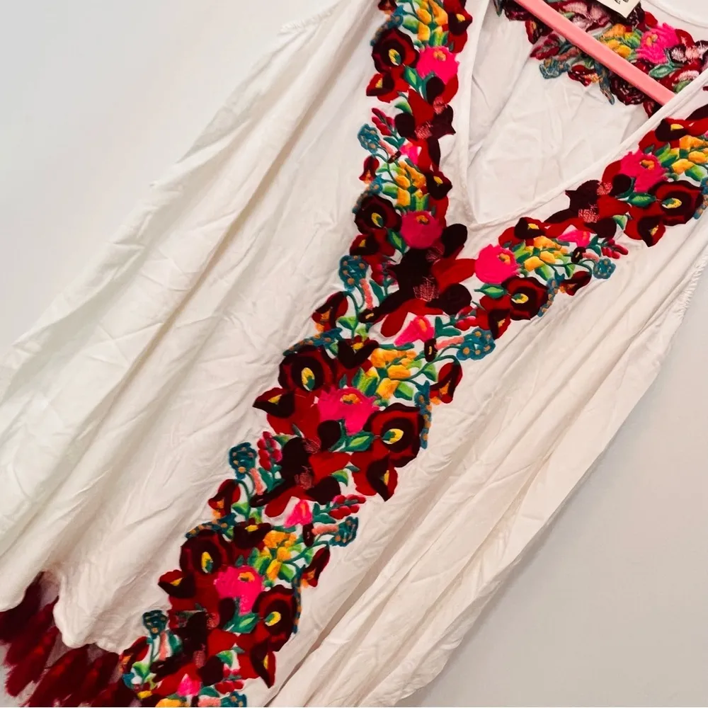 Show Me Your Mumu coverup Oversized Poncho Top Small White Multicolor Fl… - Image 8