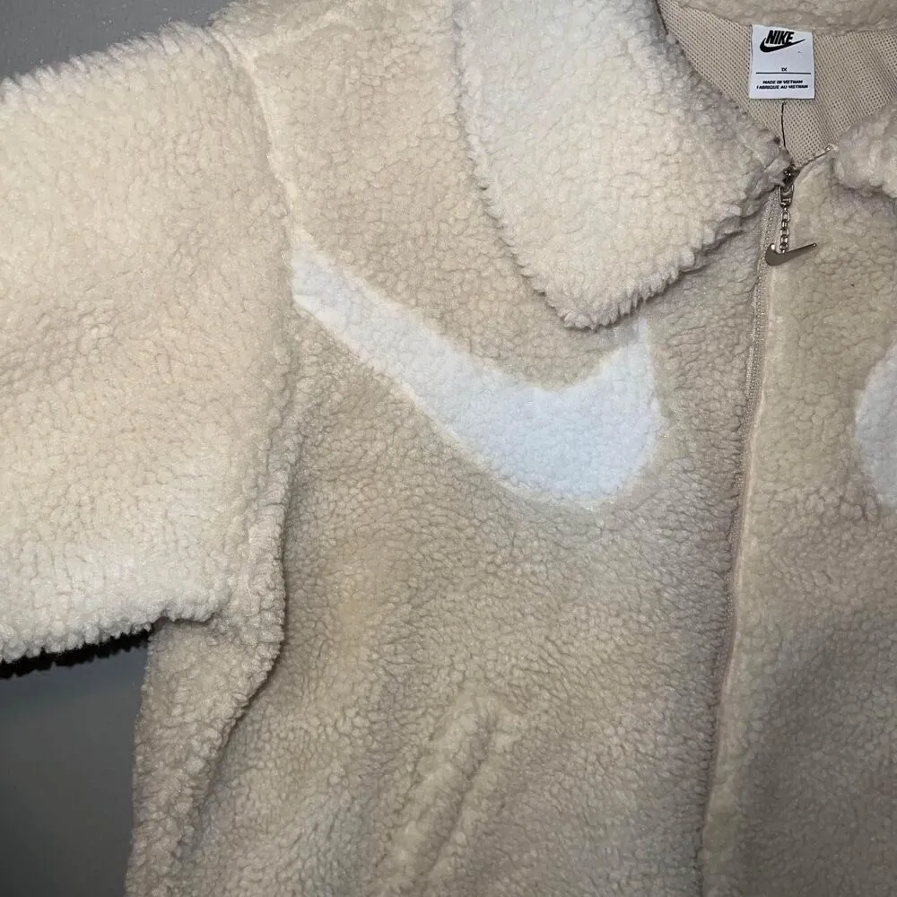 NWT Womens Nike Teddy Sherpa Full Zip Jacket 1XL Big Logo - Image 5