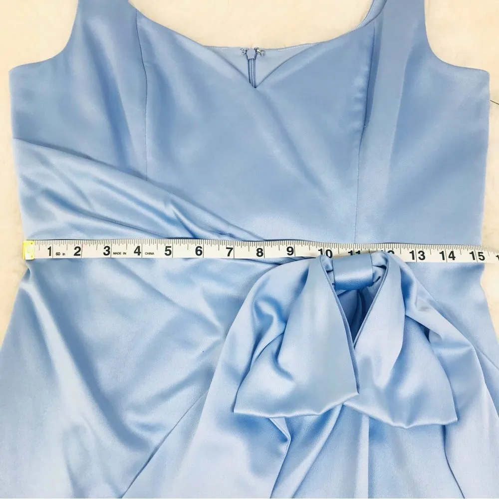ADRIANNA PAPELL Blue Satin Crepe‎ Tie Waist Dress Long Formal Gown Size 10 New - Image 15