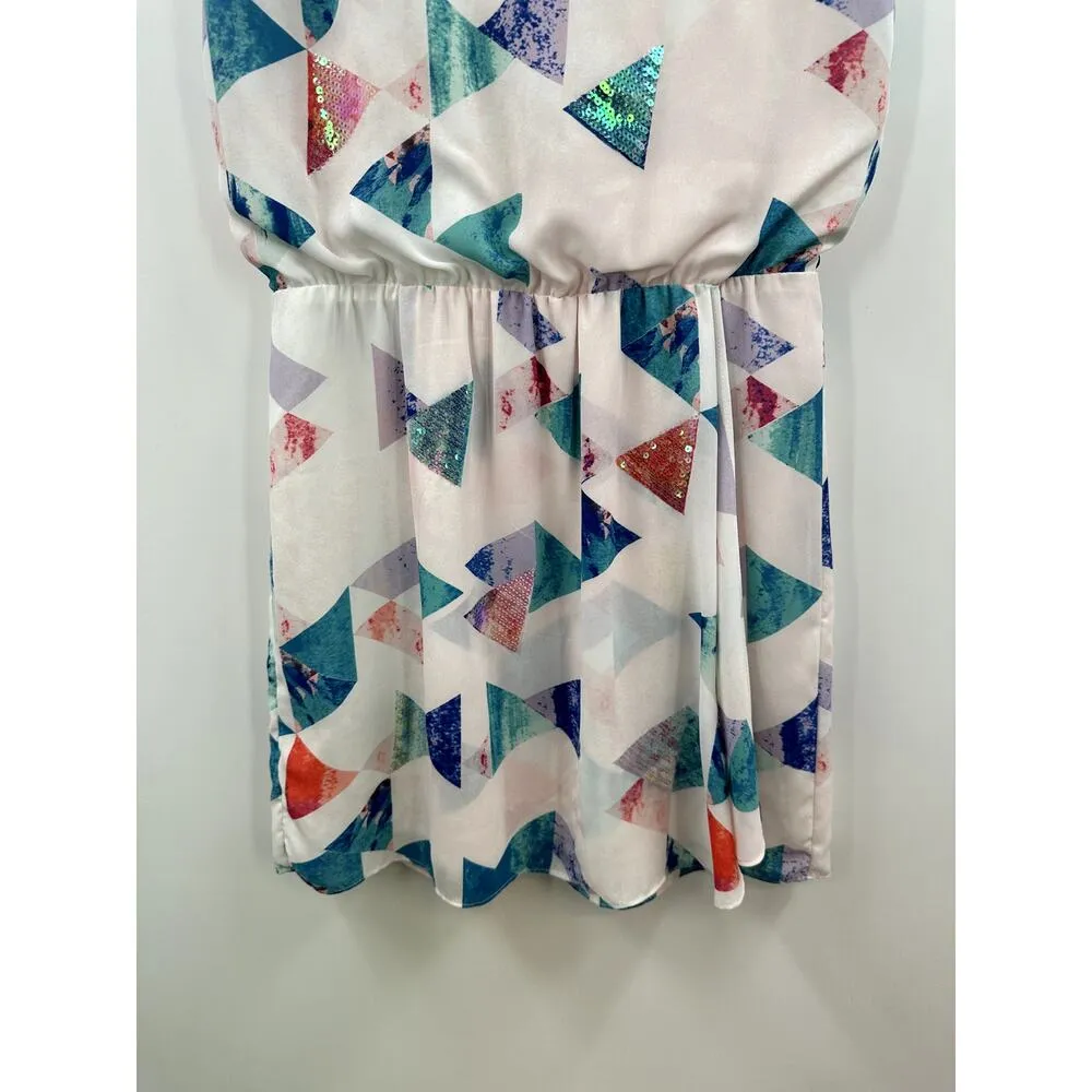 Sam Edleman Fit and Flare Triangle Sequin Watercolor Mini Dress Size Small - Image 3