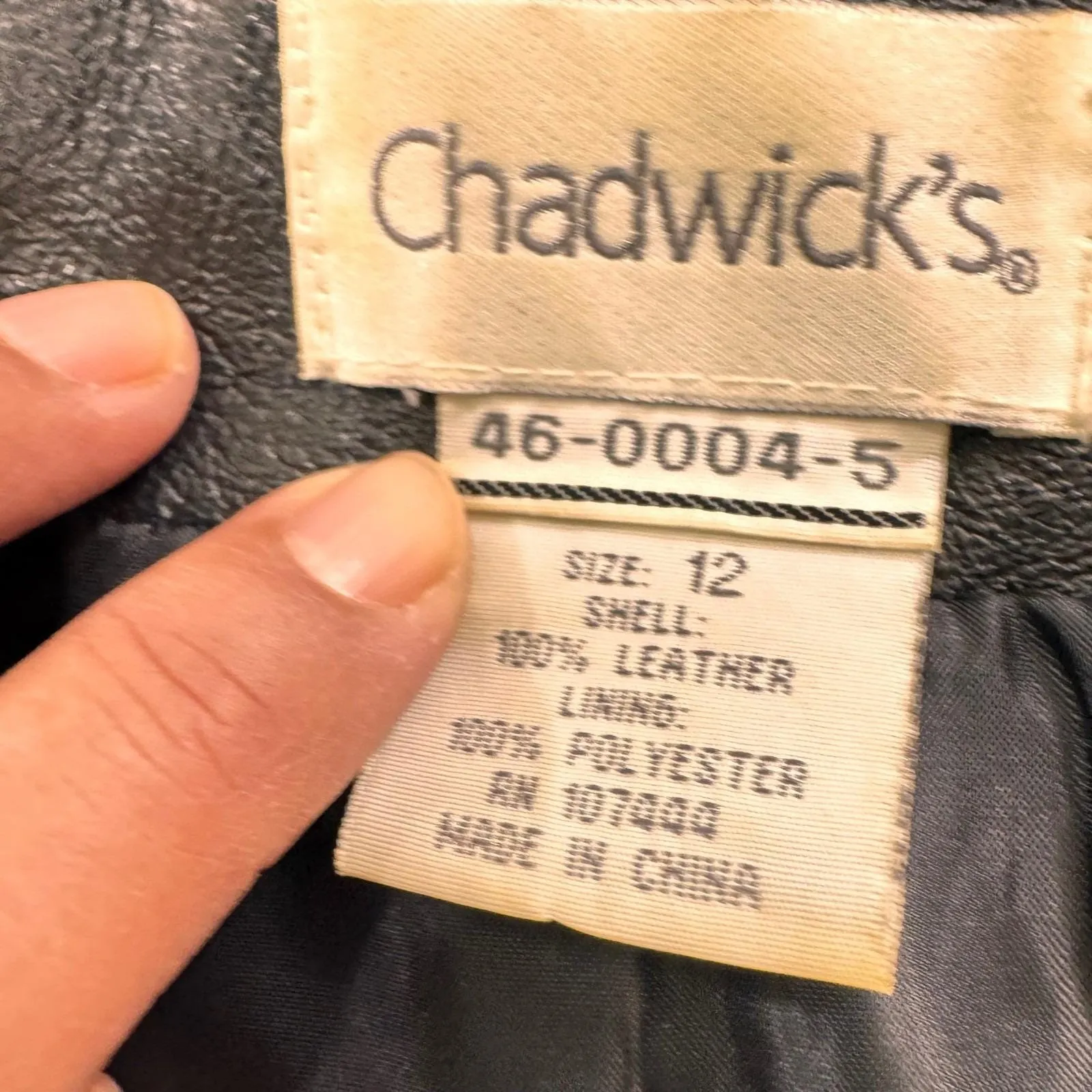 y2k Chadwicks‎ Black Leather Blazer Jacket Two Button Pockets Size 12 - Image 2