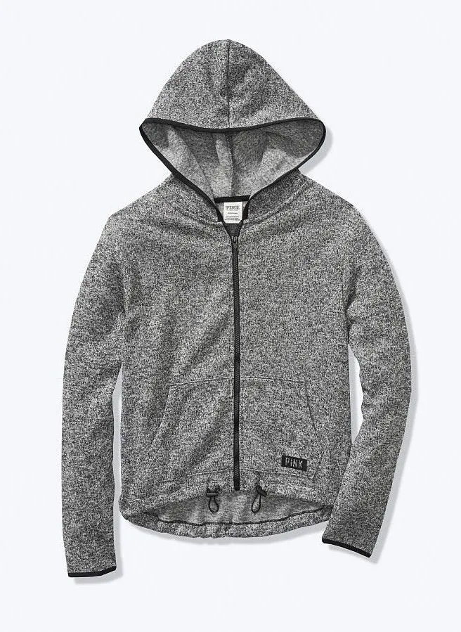 Pink Victoria Secret | Gray sweater knit high low full-zip - Image 2