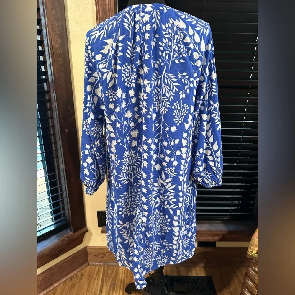EUC Blue and white floral  midi dress Spring versatile dress SZ S - Image 7