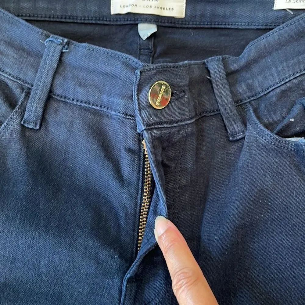 Frame Denim Womens Distressed Le Skinny de Jeanne‎ Deep Blue Dive Size 30 - Image 10