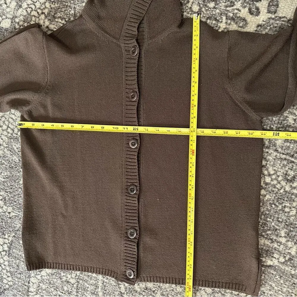 Margaret O’Leary Vintage Size M Brown Wool Blend Spread Collar Sweater Cardigan - Image 6