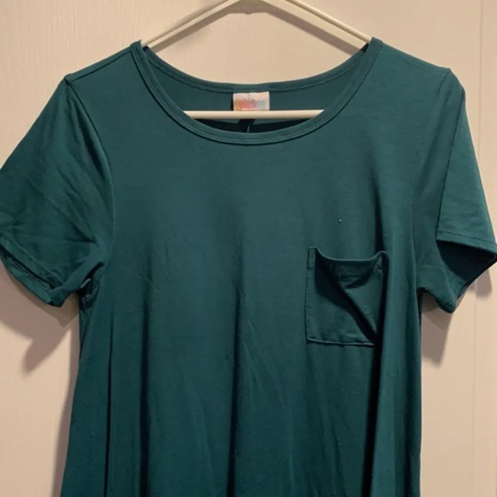 Lularoe Women's Carly Solid Teal Pocket Swing Hi-Lo Dress Size XS EUC #7623 - Image 3