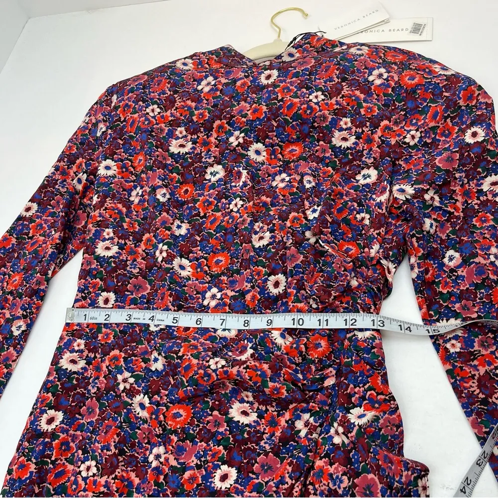 Veronica Beard Louella Berry Floral Print Silk-Satin Mini Dress 4 NEW *TINY FLAW - Image 11