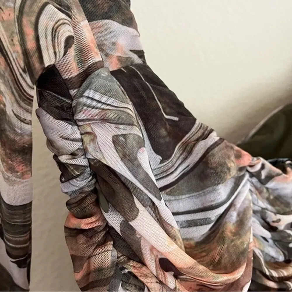 ZARA Ruched Tulle Bodycon Dress Sweetheart Neck Blogger Fave Size XS - Image 5