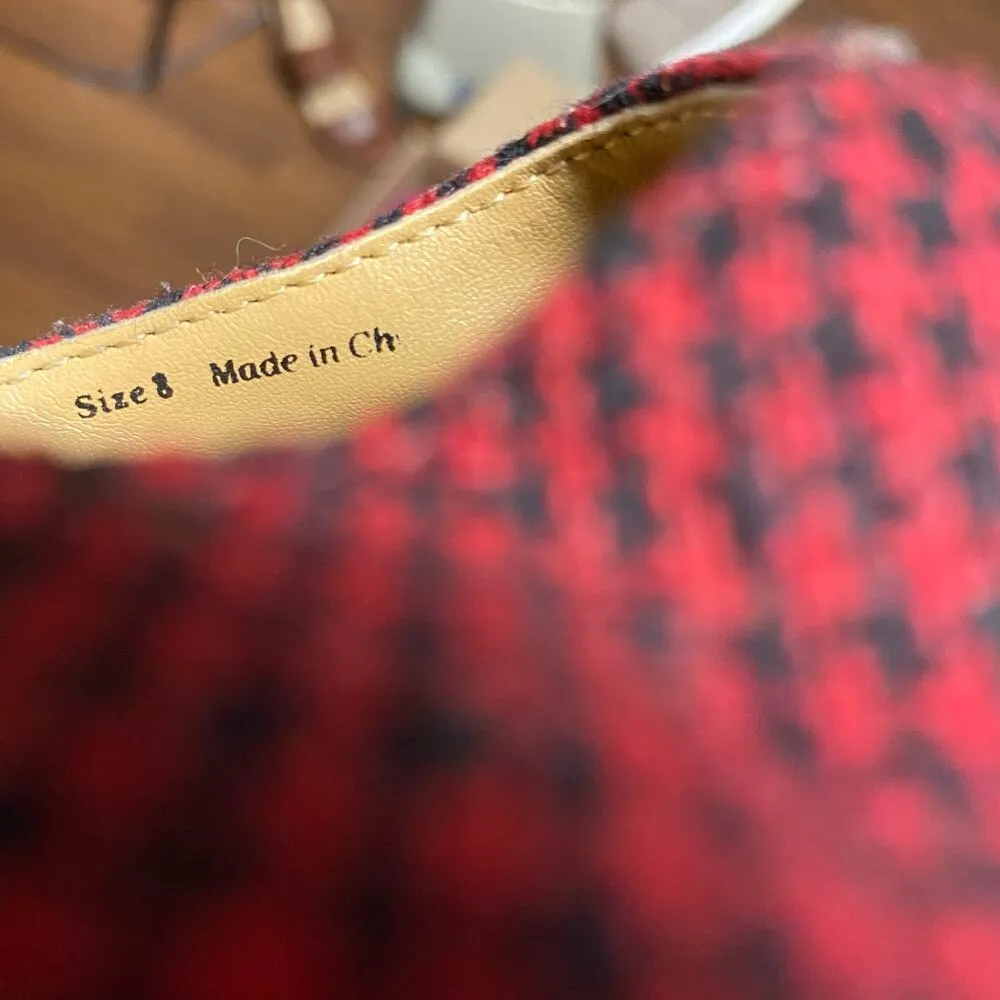 DV8 by Dolce Vita Red Gingham Ankle Strap Platform Pumps Size 8 - Image 10