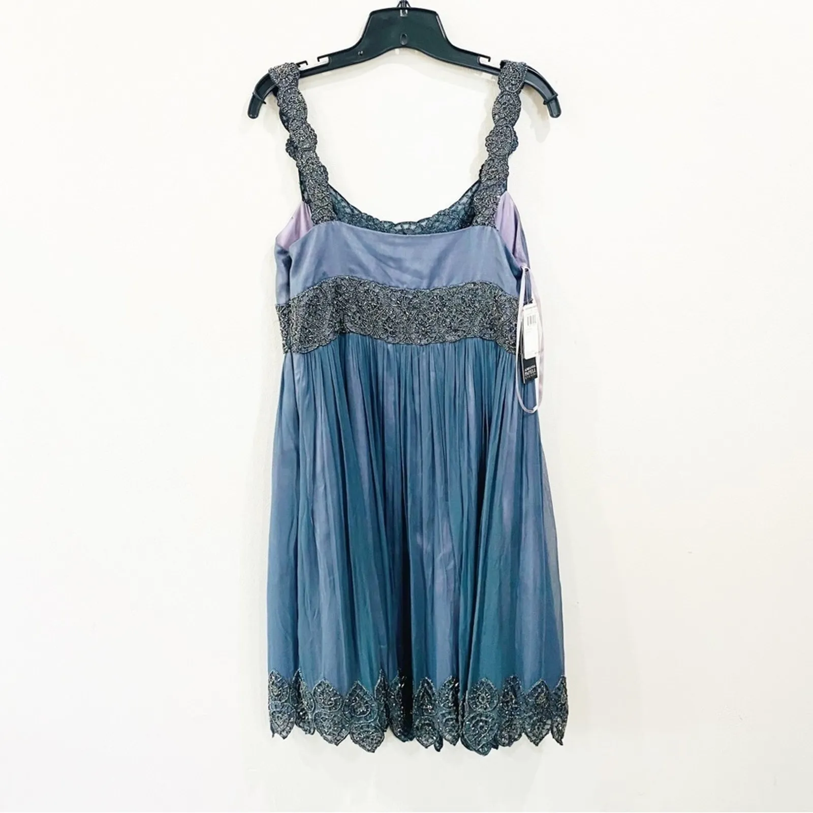 Adrianna Papell Beaded Empire Waist Evening Dress Steel Blue Sz 12 NWT Formal - Image 2