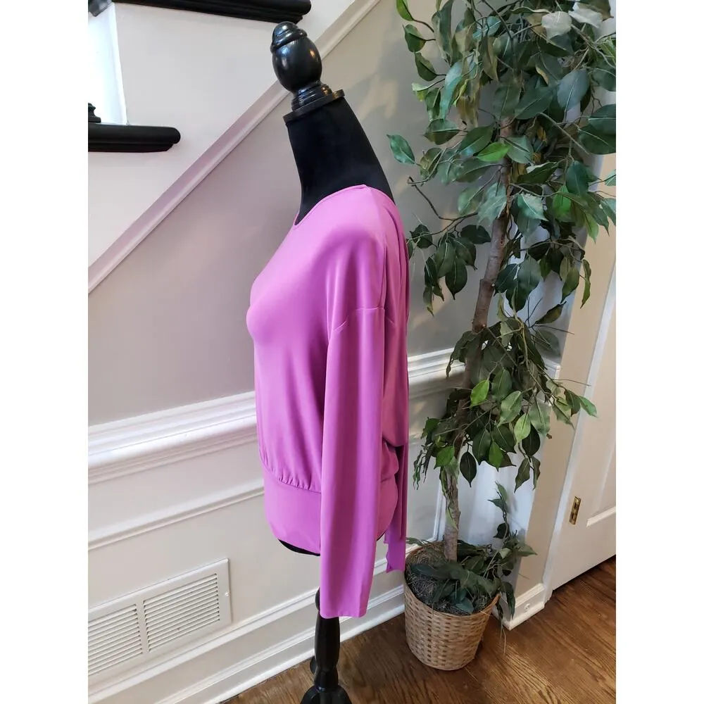 Women's White House Black Market M Purple Long Sleeve Back Tie Top - Image 6