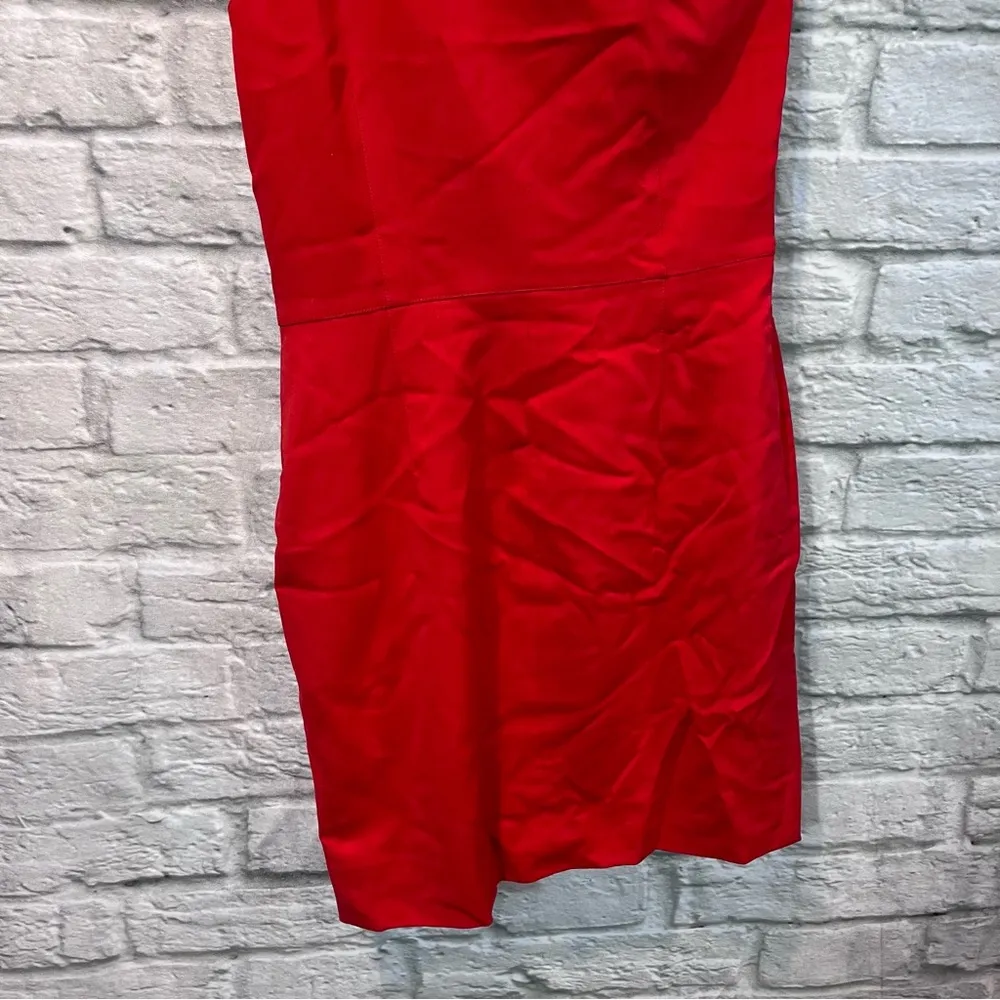Valentino Techno Couture SZ 10 Red One Shoulder Flower Detail Knee Length Dress - Image 9