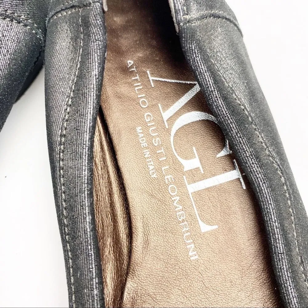 AGL Black Patent Leather Cap Round Toe Ballet Flats, EU 38.5 Size 7.5 - Image 2