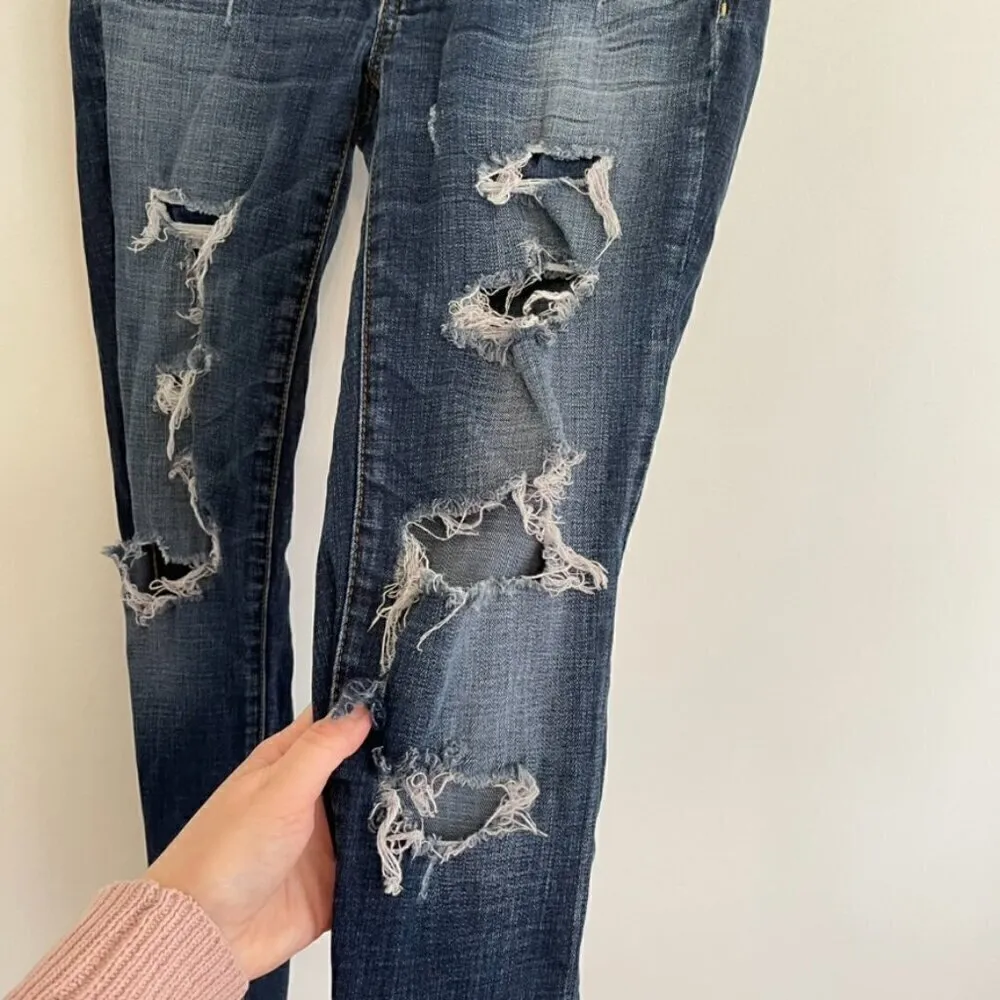 AMERICAN EAGLE AE Jegging Dark Wash Ripped Rips Distressed Jeggings Jeans 2 REG - Image 10