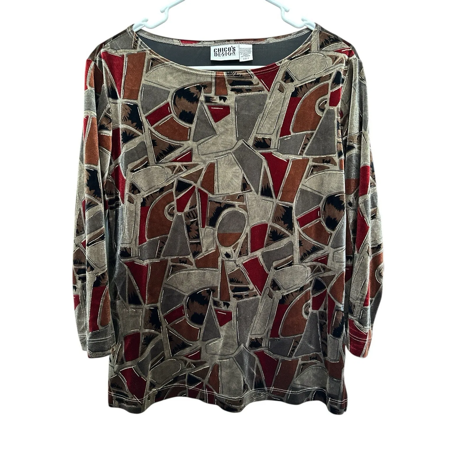 Chico's burnout velvet top with a geometric pattern Size 0 - Image 5