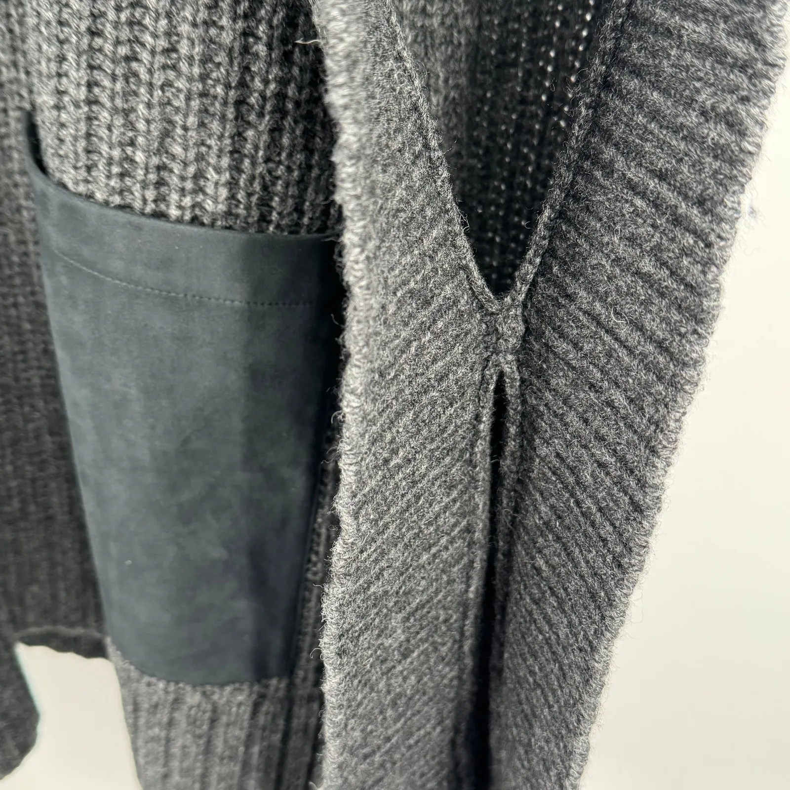 Dillard's poncho sweater womens OS merino wool blend turtleneck rib chunky knit Gray Size undefined - Image 6