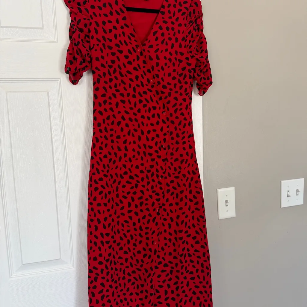 En Saison Tuckernuck Red Spotted Button Maxi Dress Size XS - Image 5