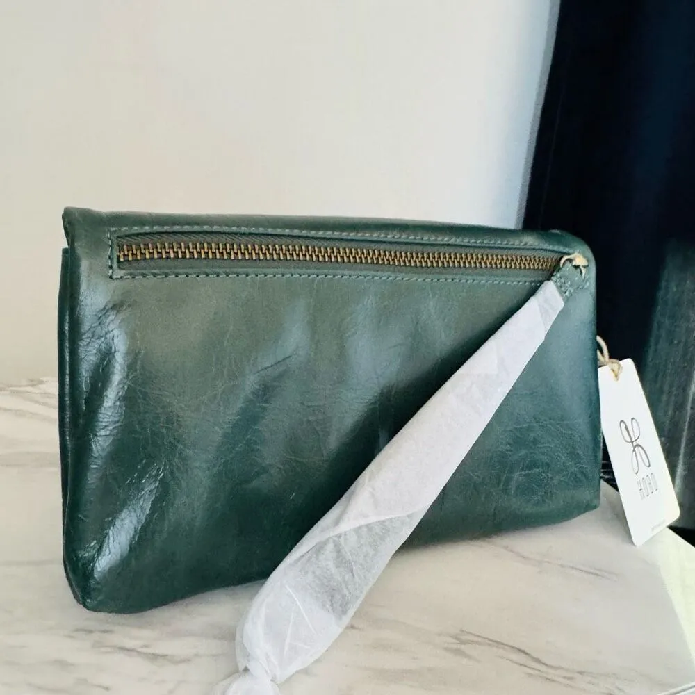 HOBO LAUREN CLUTCH LEATHER WRISTLET WALLET Sage Henna Luxury Leather, NWT Green - Image 3