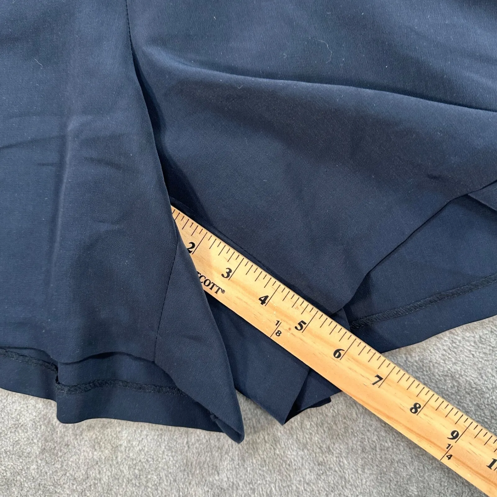 Gibson Latimer Shorts Women's 1X High Rise Flat Front Navy Blue Satin Stripe - Image 3