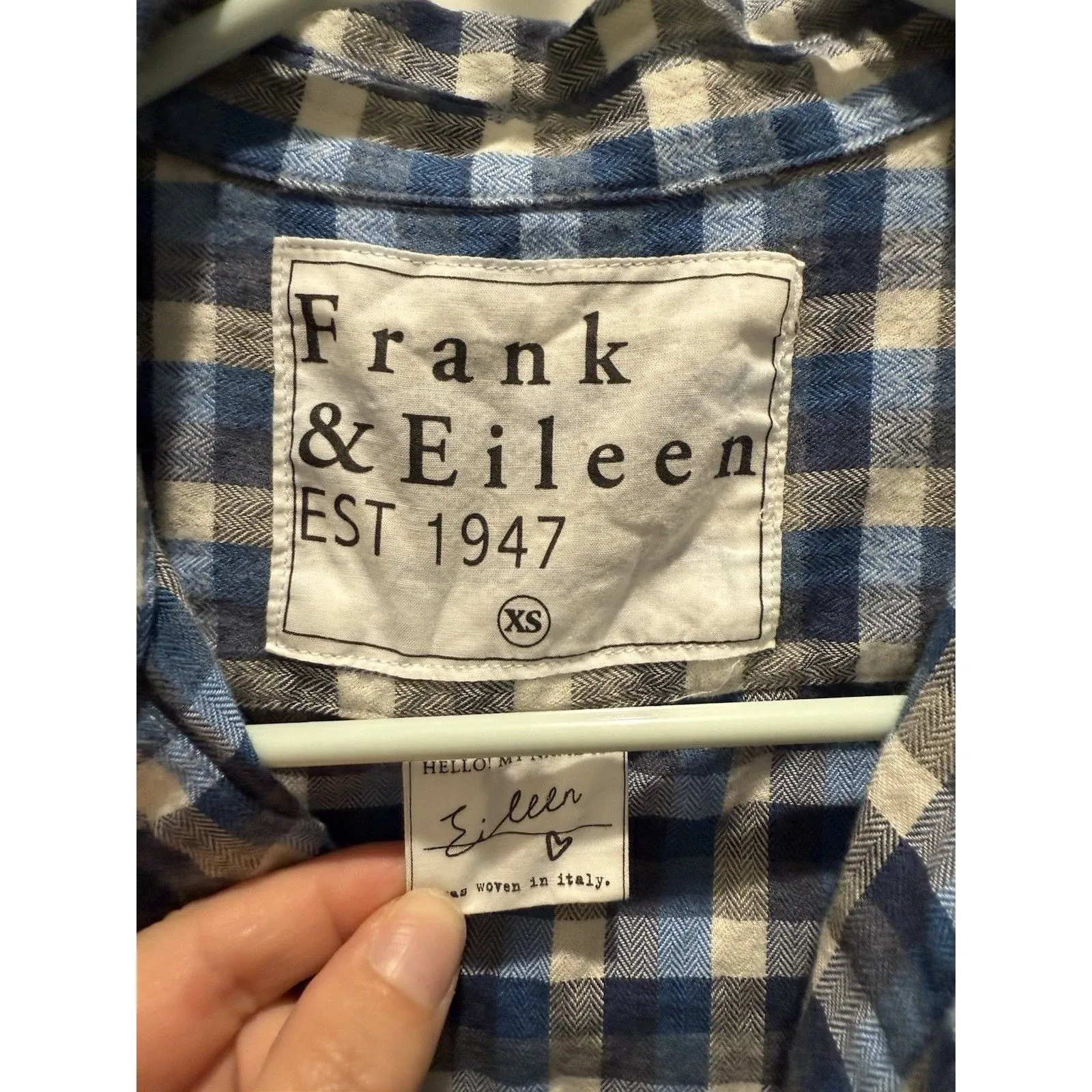 Frank & Eileen Barry Tailored Blue Plaid Flannel Button Front Shirt XS Box C - Image 2