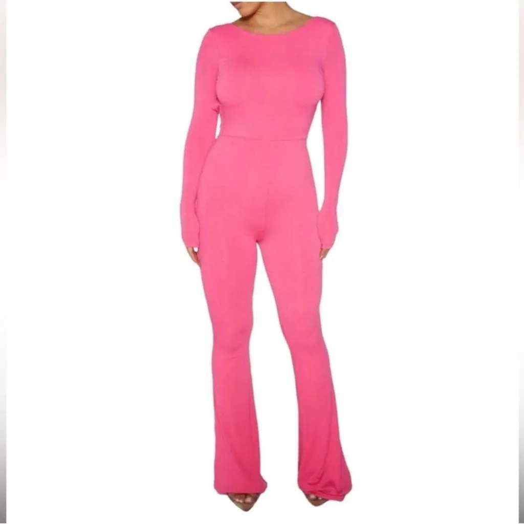 Kardashian Bodycon Flare Leg Onesie Romper Pink Raspberry Glo NEW Size 1 - Image 3