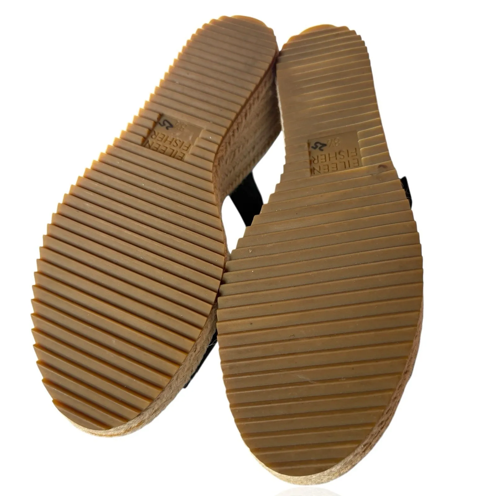 NEW Eileen‎ Fisher 8.5 Winnie Tumbled Black Leather Espadrille Wedge Sandals - Image 10