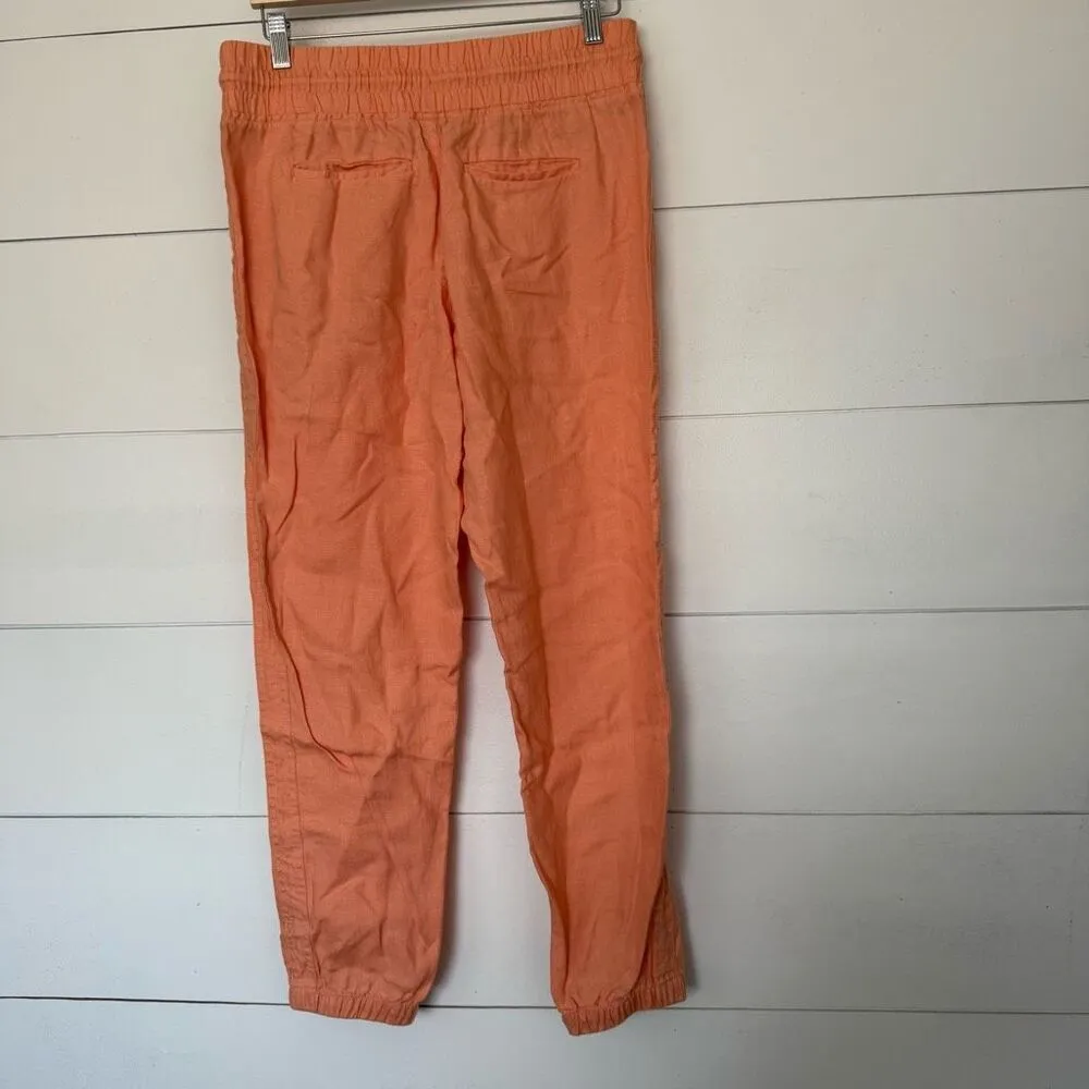 Athleta Women’s 8 Orange Cabo Linen Pants Summer LagenLook Minimalist - Image 2