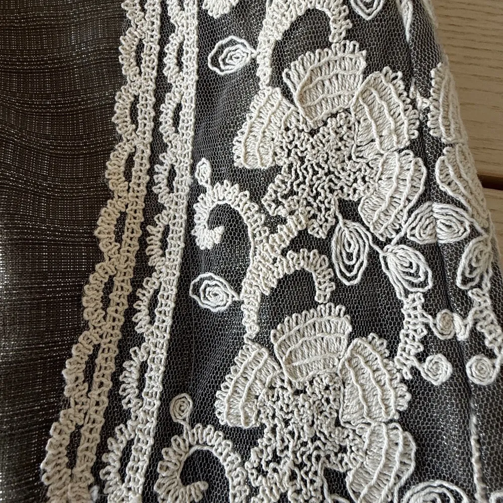 Moulinette soeurs Anthologies adjustable Chic Gray White Lace Mini Dress size 10 - Image 3