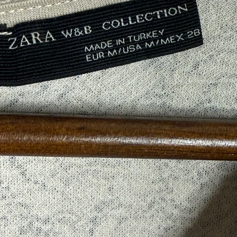 Zara W&B Collection Lace Peplum Top Blouse Sleeveless Back ZipUp Stretch M Beige - Image 8