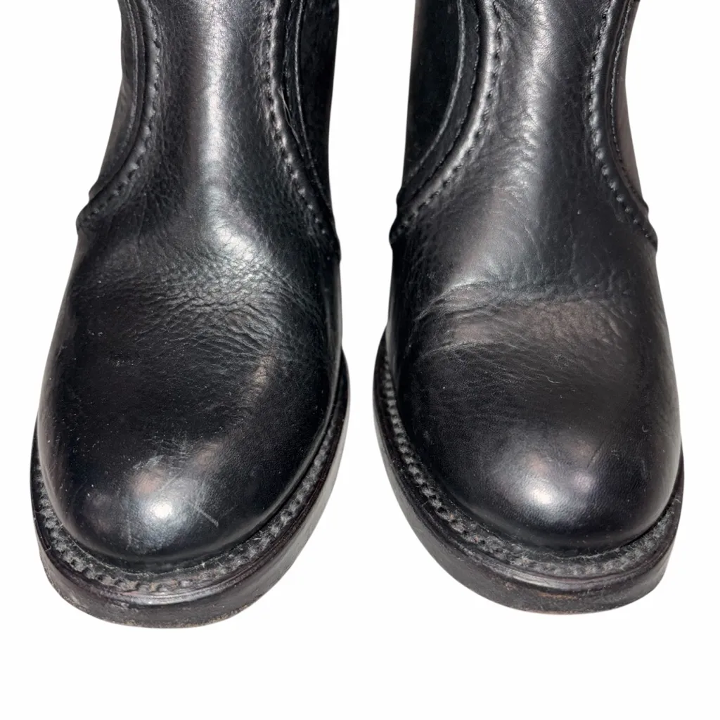 Frye Black Leather Jane Heeled Pull On Tall Boots size 6 - Image 9