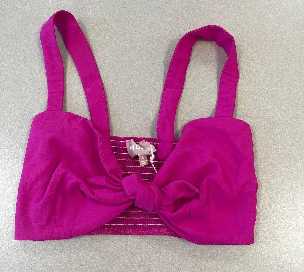 Show Me Your MuMu Bright Pink Kaden Crop Top - Size L - NWT - Image 3