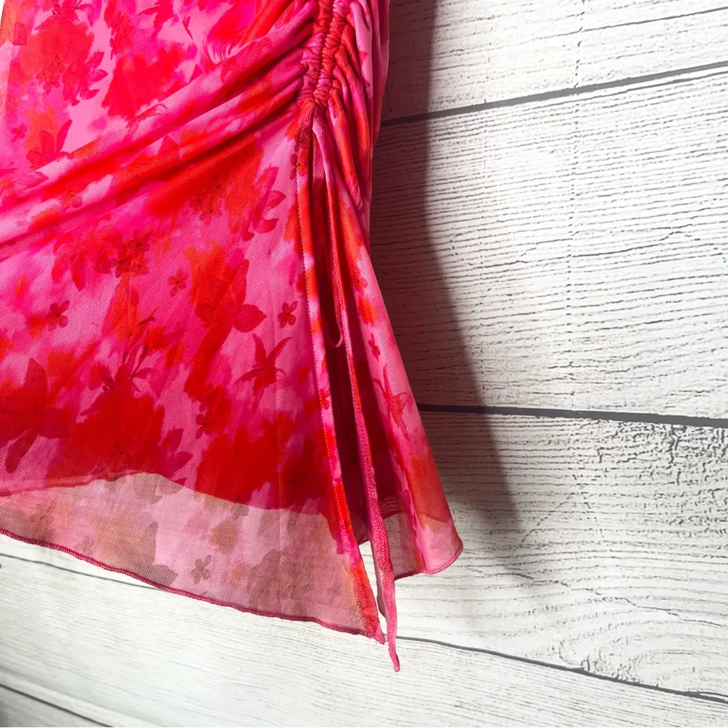 Princess Polly Sturgess Strapless Ruched Top Red & Pink Size 8 - Image 4